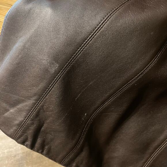 Siena Genuine Leather Jacket Chocolate Brown XL Button Front Mid-Length Coat - Picture 8 of 11